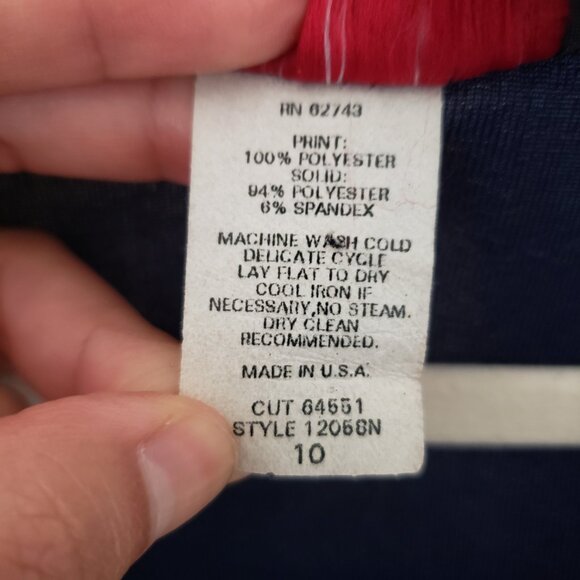 Cascais Woman Navy Blue Multicolor Unique Short Sleeve Formal Long Dress Size 10 - Picture 6 of 13